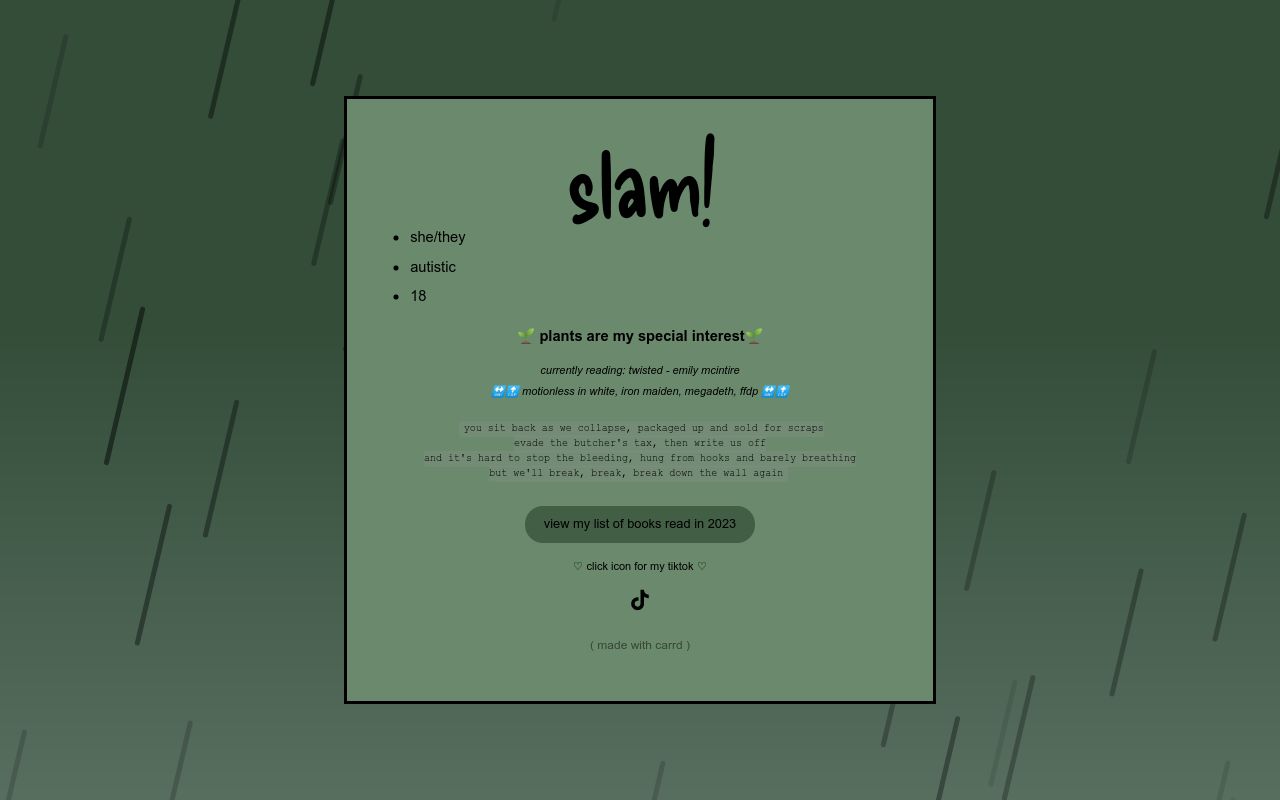 Carrd profile picture for @slams
